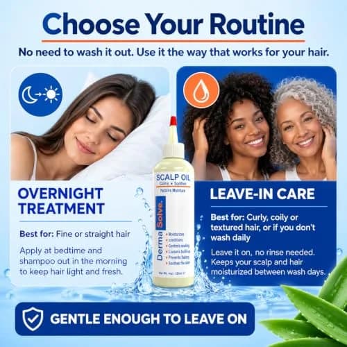Dermasolve Scalp Oil for Dry Itchy Scalp 4 oz | Loosens Flakes & Buildup, Hypoallergenic, 2-Pack thumbnail 8