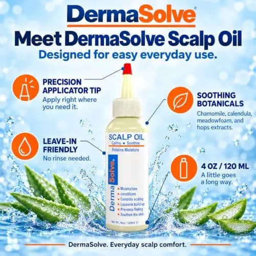 Dermasolve Scalp Oil for Dry Itchy Scalp 4 oz | Loosens Flakes & Buildup, Hypoallergenic, 2-Pack thumbnail 9