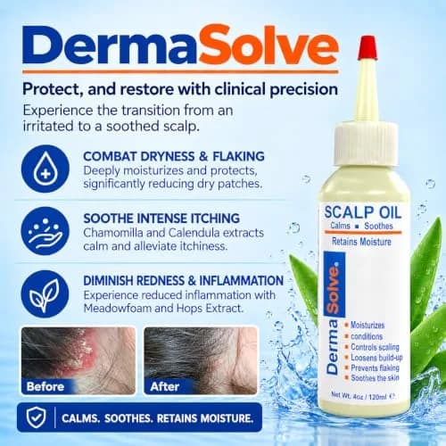 Dermasolve Scalp Oil for Dry Itchy Scalp 4 oz | Loosens Flakes & Buildup, Hypoallergenic, 2-Pack thumbnail 3