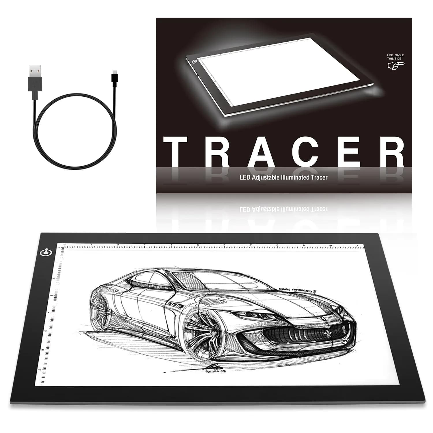 ME456 A4 LED Light Box 36 cm (14") Light Pad with USB Power | Flicker-Free Tracing Table for Artists - main product image