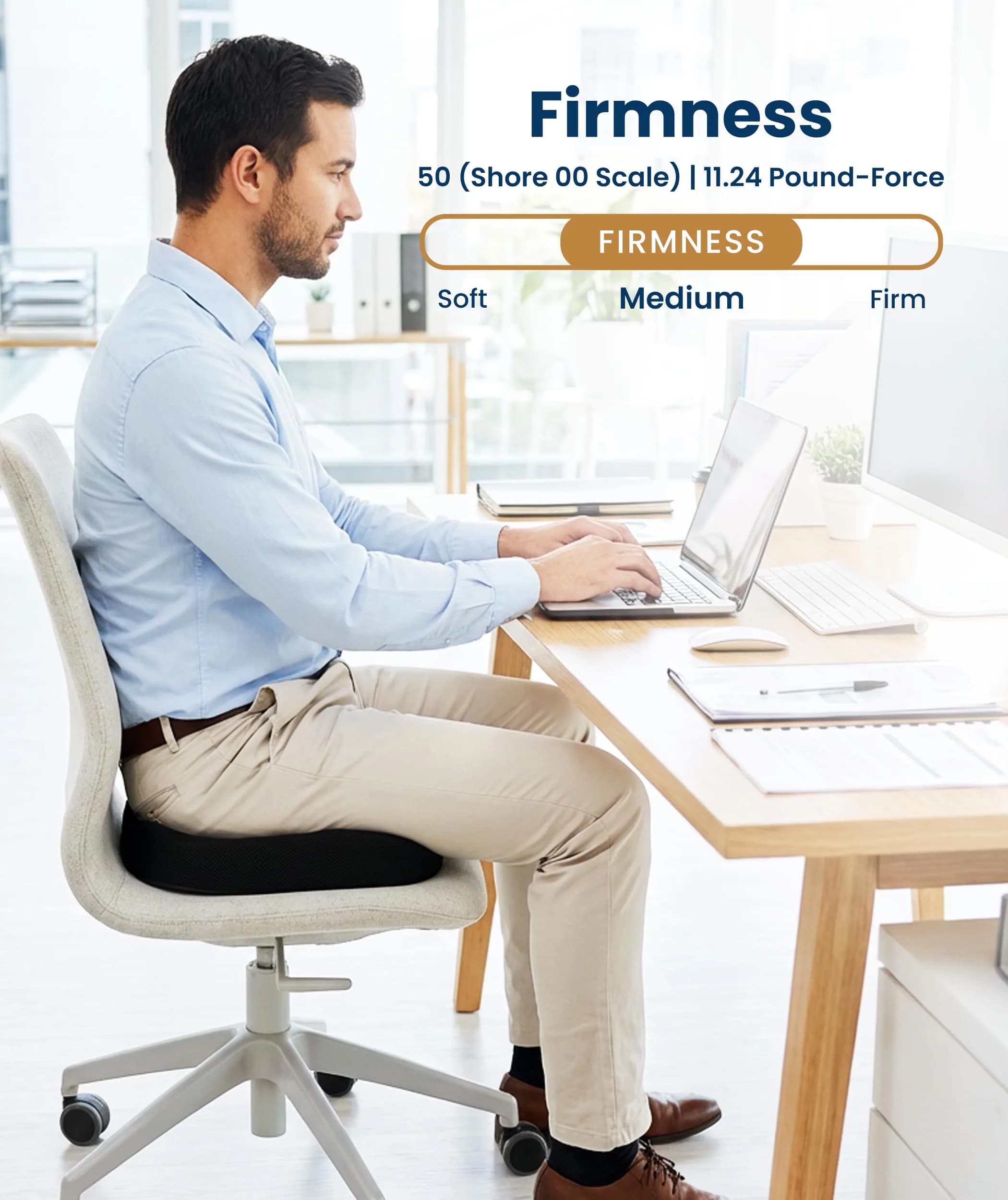 Everlasting Comfort Doctor Recommended Memory Foam Seat Cushion Large | Ergonomic Support for Tailbone Pain Relief - view 6