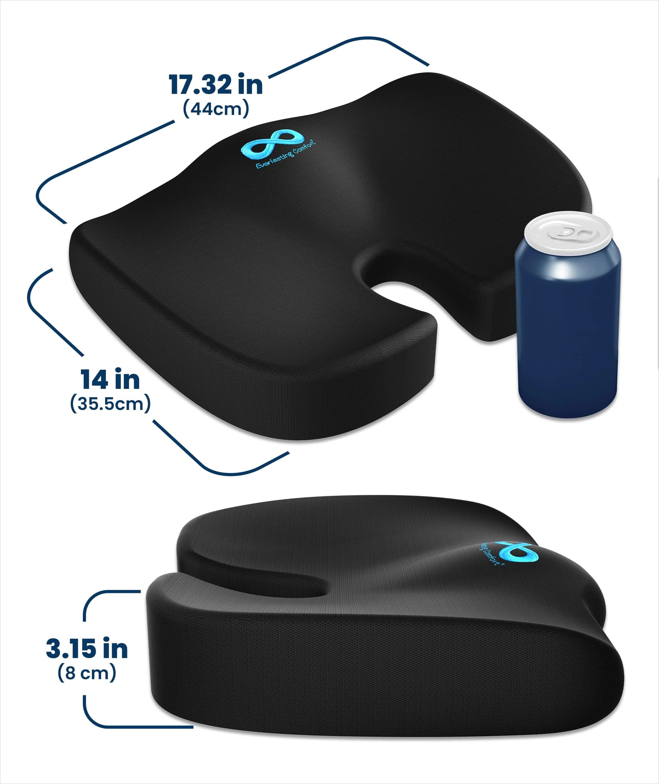 Everlasting Comfort Doctor Recommended Memory Foam Seat Cushion Large | Ergonomic Support for Tailbone Pain Relief - view 9