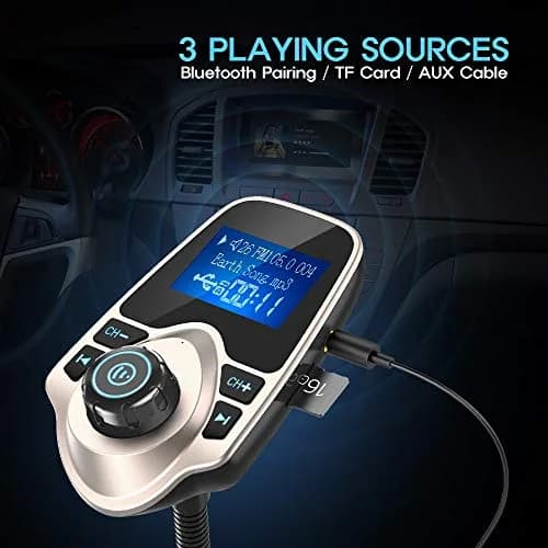 Nulaxy KM18 Bluetooth 5.0 FM Transmitter with 1.44" LCD Screen & USB Car Charger | 12V-24V Compatible thumbnail 5