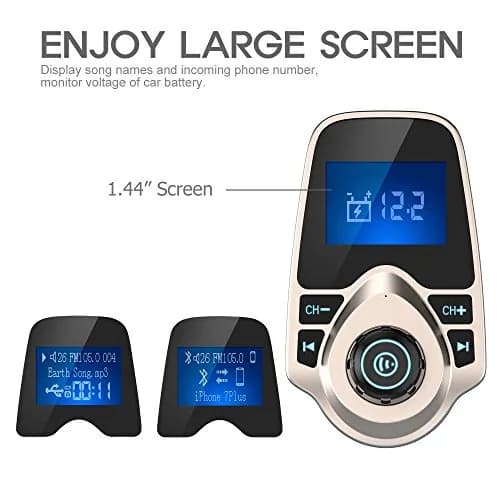 Nulaxy KM18 Bluetooth 5.0 FM Transmitter with 1.44" LCD Screen & USB Car Charger | 12V-24V Compatible thumbnail 3