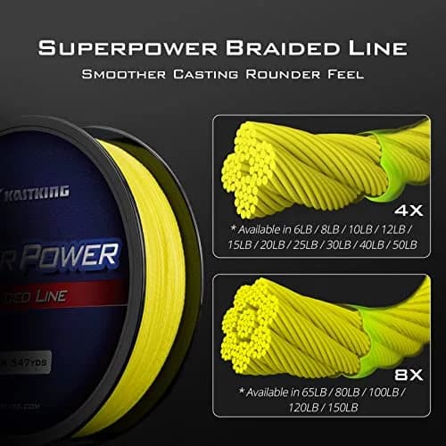 KastKing SuperPower Yellow Braid Line Series 300m (328yds) | 12LB Ultra High Sensitivity, Low Memory, Strong Knot thumbnail 2