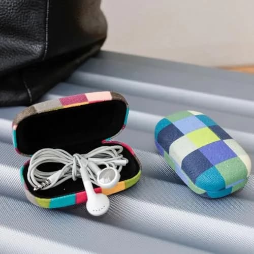Kikkerland Small Travel Organizer Case for Jewelry & Accessories | Compact, Stylish, Cotton & Metal | 8.5x4.8x3cm thumbnail 2