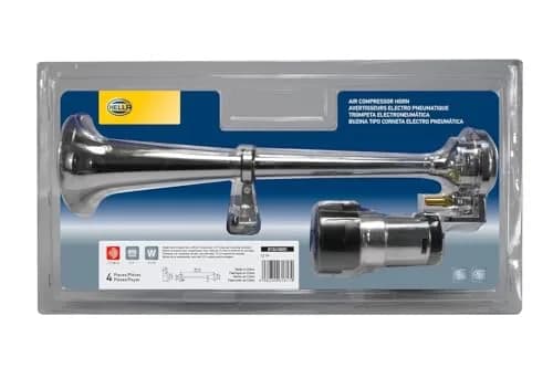 Hella Chrome 12V Air Horn Kit | 115dB Sound for Vehicles, 15 inch Length thumbnail 3