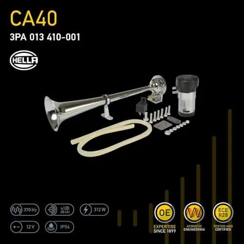 Hella Chrome 12V Air Horn Kit | 115dB Sound for Vehicles, 15 inch Length thumbnail 4
