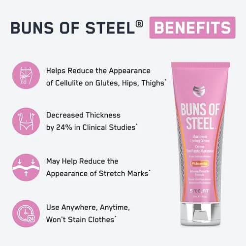 SteelFit Buns of Steel Maximum Toning Cream 8 Fl Oz | Supports Cellulite & Stretch Marks thumbnail 2
