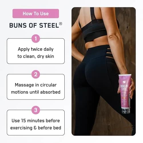SteelFit Buns of Steel Maximum Toning Cream 8 Fl Oz | Supports Cellulite & Stretch Marks thumbnail 4
