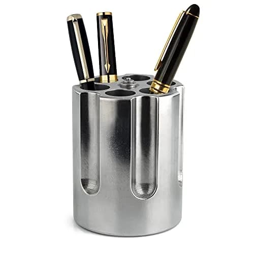Barbuzzo Revolver Pen Holder & Paper Weight | Unique Cast Aluminum Desk Accessory for Men, Gun Decor, Vintage Office Gift thumbnail 1