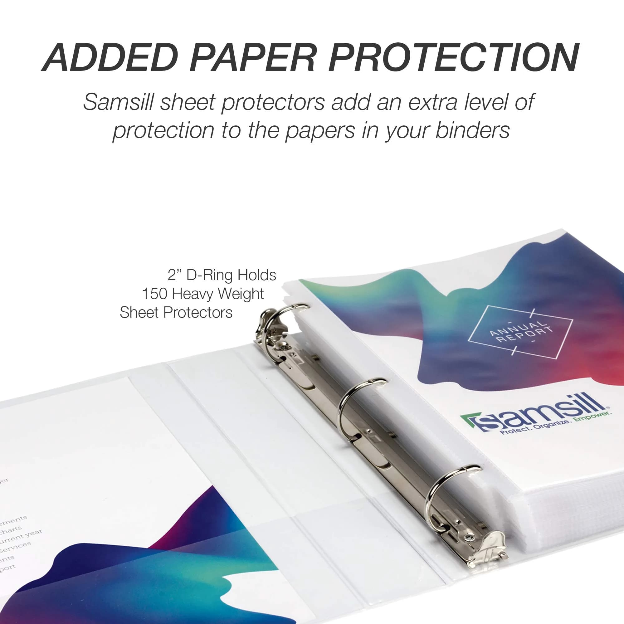 Samsill Durable 2 inch White D-Ring Binder (4 Pack) | Holds 480 Pages, 100% Recycled Chipboard, Archival Safe - view 5