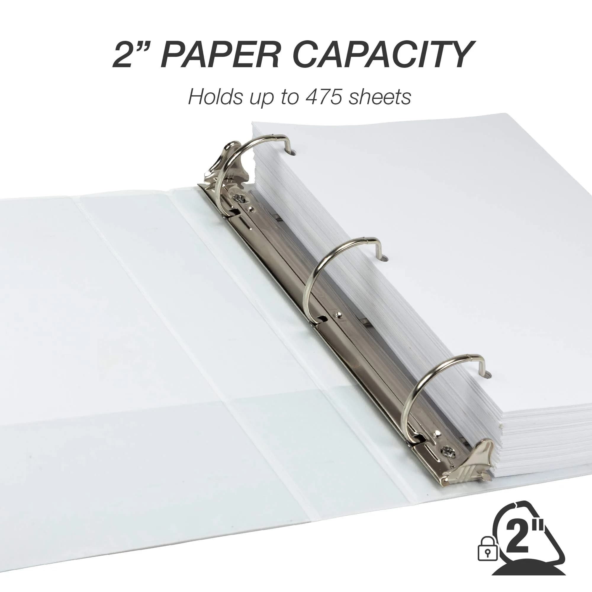 Samsill Durable 2 inch White D-Ring Binder (4 Pack) | Holds 480 Pages, 100% Recycled Chipboard, Archival Safe - view 3