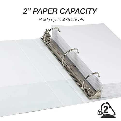 Samsill Durable 2 inch White D-Ring Binder (4 Pack) | Holds 480 Pages, 100% Recycled Chipboard, Archival Safe thumbnail 3