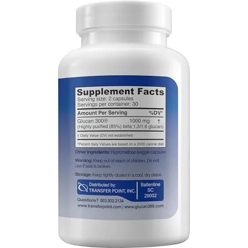 Transfer Point Beta 1,3D Glucan 500 mg Capsules (60 Count) | Immune Support from Baker's Yeast thumbnail 6