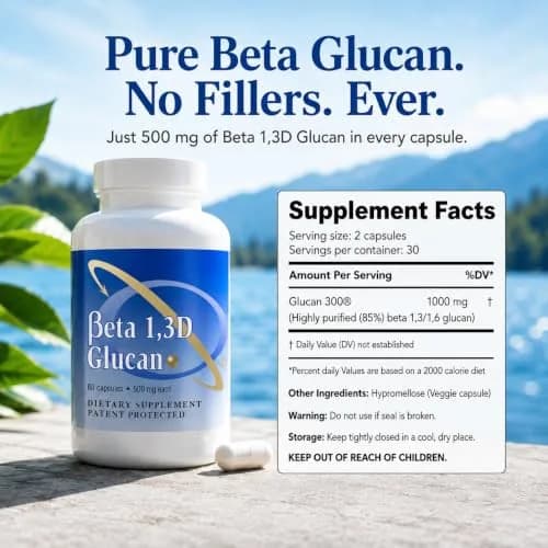 Transfer Point Beta 1,3D Glucan 500 mg Capsules (60 Count) | Immune Support from Baker's Yeast thumbnail 3