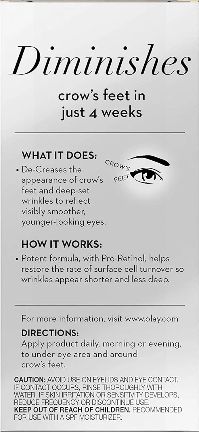 Olay Eyes Pro Retinol Eye Cream Anti-Wrinkle Treatment for Crow's Feet 15ml (0.5 Fl Oz) | Dermatologically Tested for Smoother Eyes - view 5