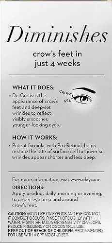 Olay Eyes Pro Retinol Eye Cream Anti-Wrinkle Treatment for Crow's Feet 15ml (0.5 Fl Oz) | Dermatologically Tested for Smoother Eyes thumbnail 5