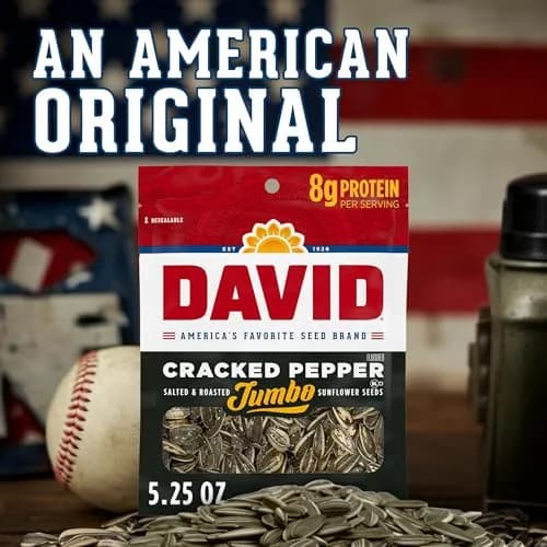 David Jumbo Sunflower Seeds Cracked Pepper Flavor 5.25 oz | Crunchy, Salted & Roasted thumbnail 5