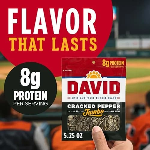 David Jumbo Sunflower Seeds Cracked Pepper Flavor 5.25 oz | Crunchy, Salted & Roasted thumbnail 2