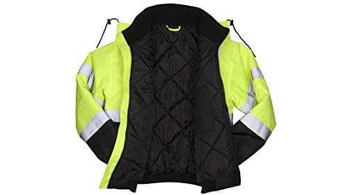 Pyramex Safety RJ3210M Safety Bomber Jacket with Quilted Lining, Hi-Vis Lime, Medium | Class 3/Level 2 Hi-Vis Safety Wear thumbnail 2