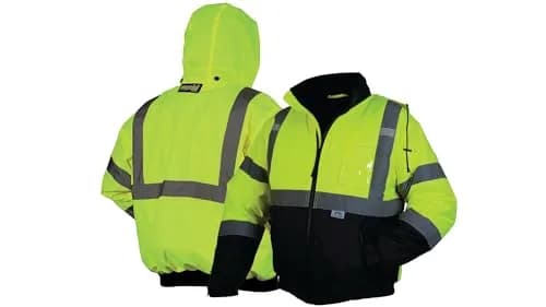 Pyramex Safety RJ3210M Safety Bomber Jacket with Quilted Lining, Hi-Vis Lime, Medium | Class 3/Level 2 Hi-Vis Safety Wear thumbnail 3