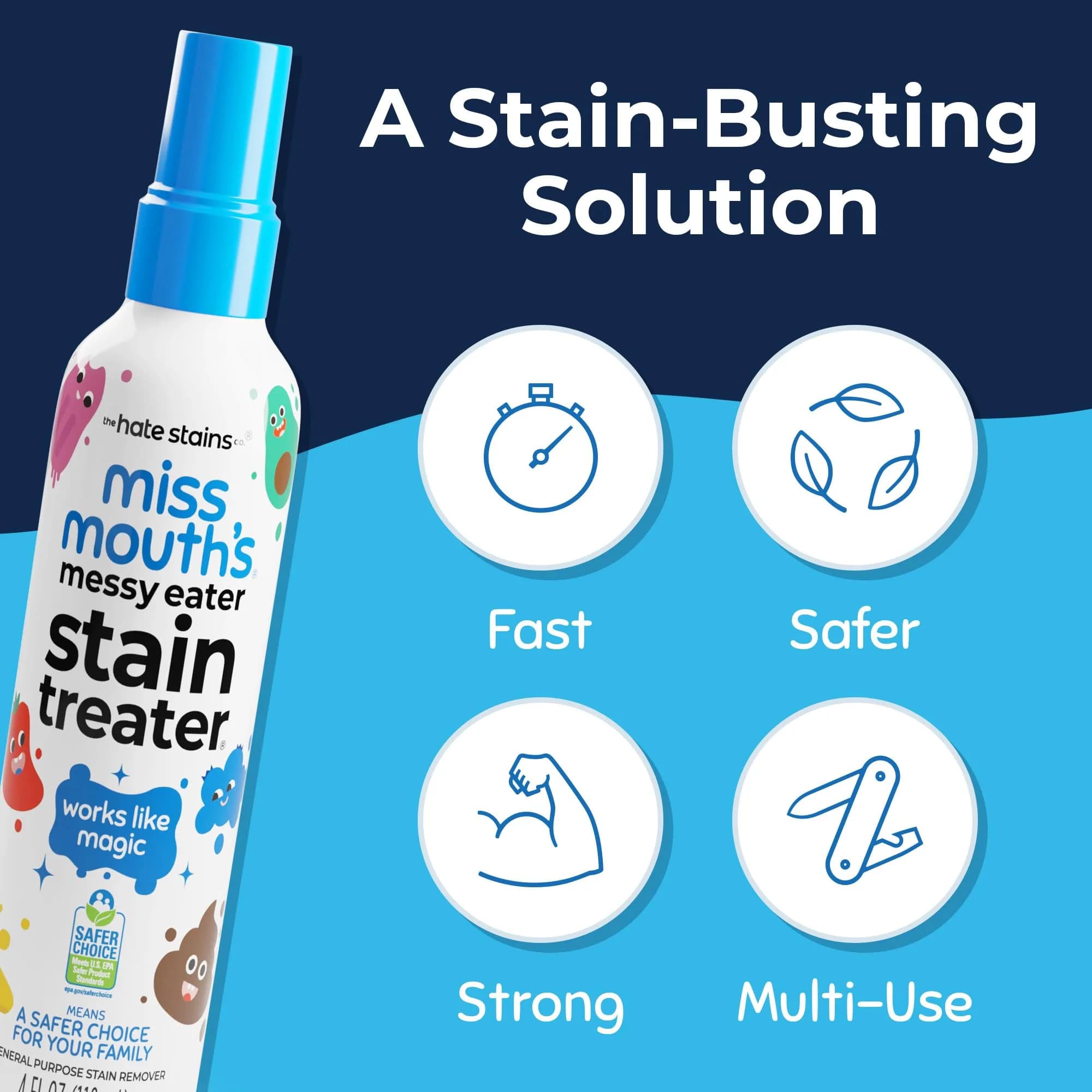 Miss Mouth’s Messy Eater Stain Treater Spray 4oz | EPA Safer Choice Certified Laundry Stain Remover | 1 Pack - view 4