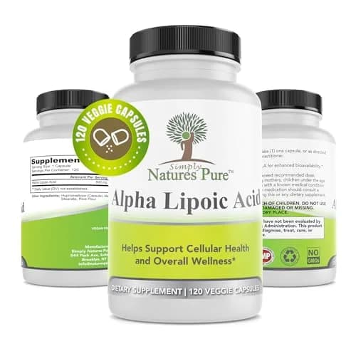 Simply Natures Pure Alpha Lipoic Acid 600mg 120 Veggie Capsules | Antioxidant Supplement thumbnail 1