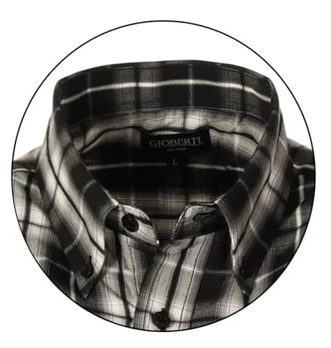 Gioberti Mens Casual Plaid Button Down Short Sleeve Shirt, Black Gradient, Medium | Classic Fit, Cotton Blend thumbnail 4