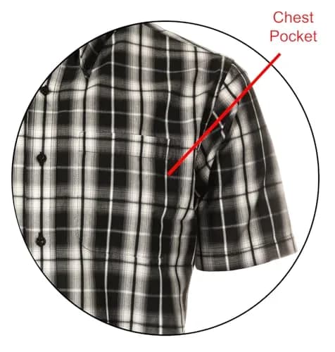 Gioberti Mens Casual Plaid Button Down Short Sleeve Shirt, Black Gradient, Medium | Classic Fit, Cotton Blend thumbnail 5