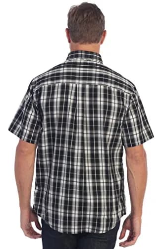 Gioberti Mens Casual Plaid Button Down Short Sleeve Shirt, Black Gradient, Medium | Classic Fit, Cotton Blend thumbnail 2