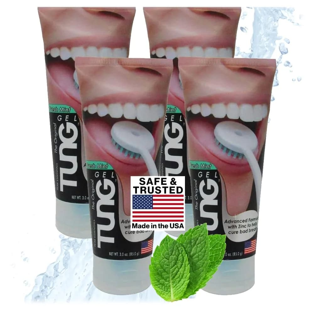 Peak Essentials Tung Tongue Gel Fresh Mint 4 Pack (136g / 4.8oz) | Dentist-Designed for Bad Breath Odors — Gel