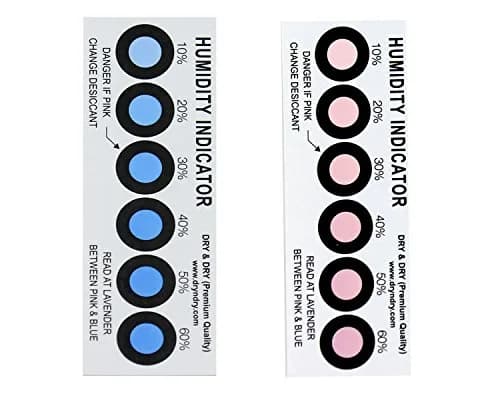 Dry & Dry Humidity Indicator Cards 50 Pack (Reusable) | 10-60% RH, 6 Spots thumbnail 1