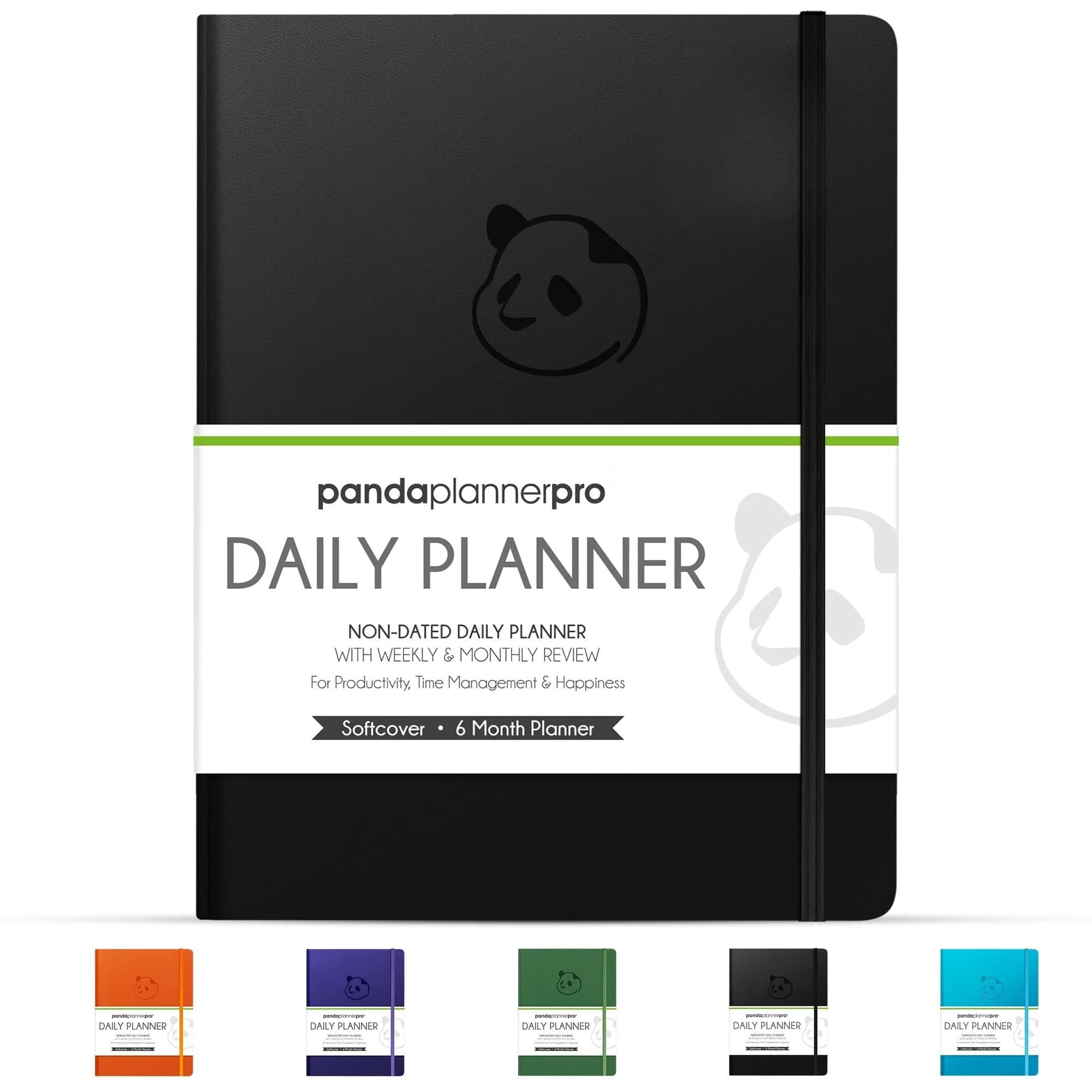 Panda Planner Pro A4 Daily Planner 2026 | 6-Month Undated Large 8.5x11 Black