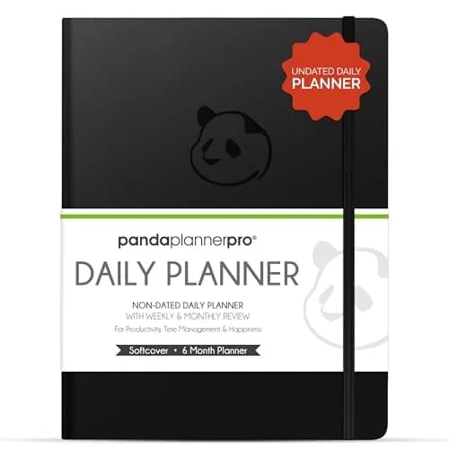Panda Planner Pro A4 Daily Planner 2026 | 6-Month Undated Large 8.5x11 Black thumbnail 8