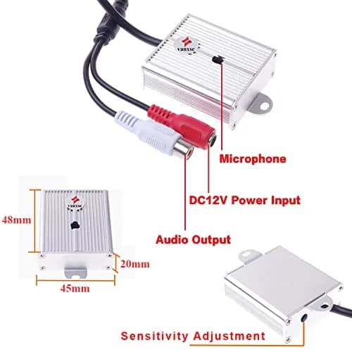 Vanxse Mini Microphone High Sensitive Pickup Audio Mic Waterproof Metal Case for CCTV Security Camera DVR System thumbnail 4