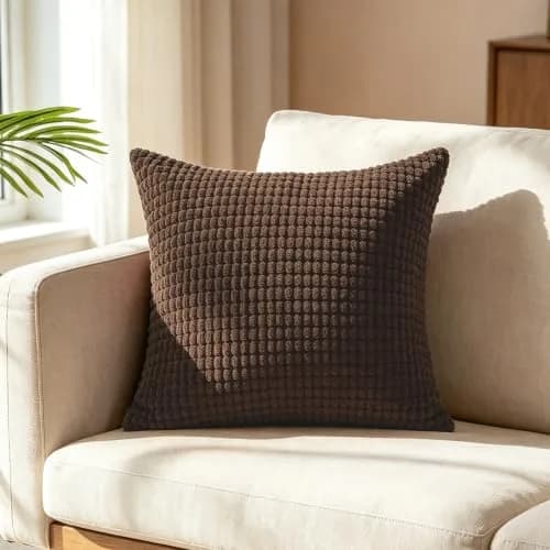 CaliTime Decorative Couch Throw Pillow Covers 18 x 18 Inches Brown | Cozy & Modern Design thumbnail 3
