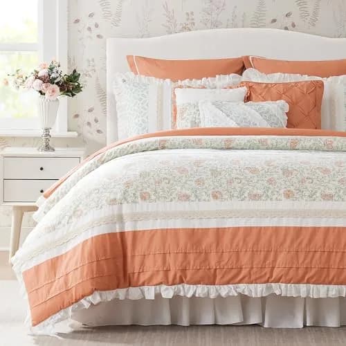 Madison Park Cottage Cotton Comforter Set, 9PC King Bedding Set | Shabby Chic Paisley Design thumbnail 1