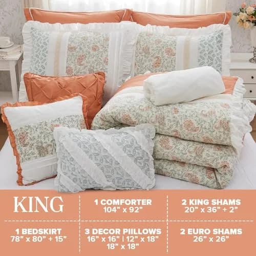 Madison Park Cottage Cotton Comforter Set, 9PC King Bedding Set | Shabby Chic Paisley Design thumbnail 5