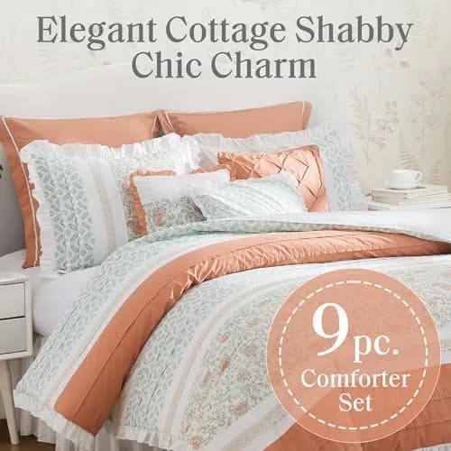 Madison Park Cottage Cotton Comforter Set, 9PC King Bedding Set | Shabby Chic Paisley Design thumbnail 2