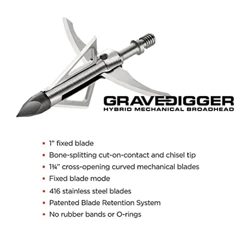 Bloodsport Gravedigger 4-Blade Hunting Broadhead 100 Grains | Hybrid Mechanical & Fixed Blade thumbnail 3