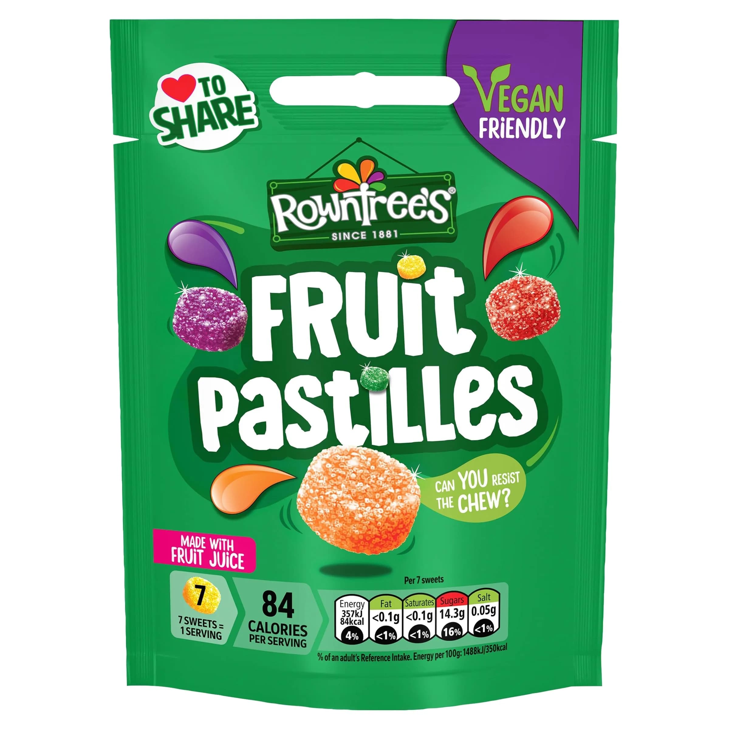 Rowntree's Fruit Pastilles Bag 143 g | British Gummy Candy with Natural Fruit Flavors