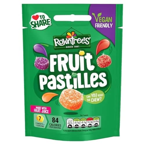 Rowntree's Fruit Pastilles Bag 143 g | British Gummy Candy with Natural Fruit Flavors thumbnail 1