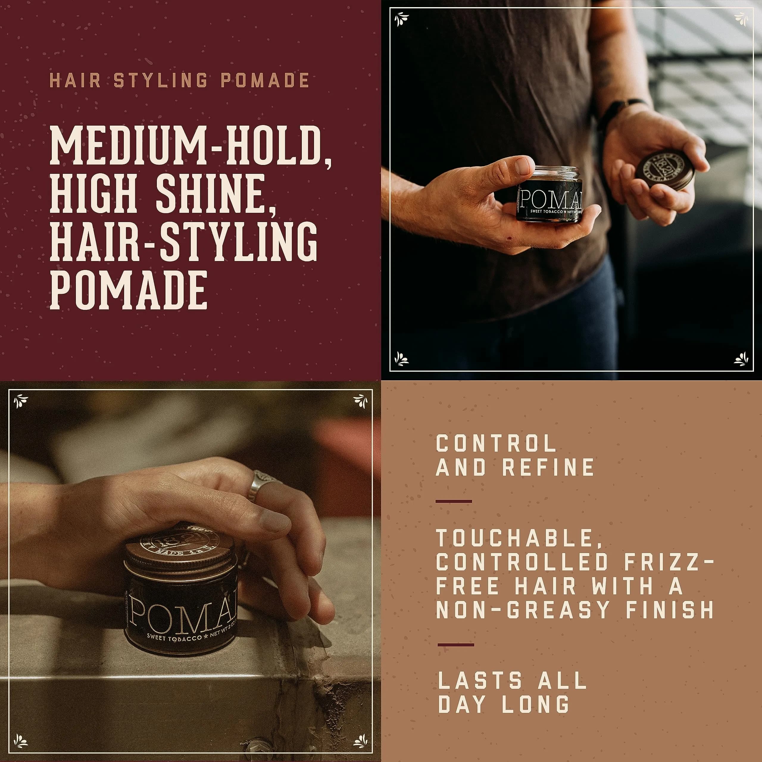 18.21 Man Made Medium Hold High Shine Pomade, Sweet Tobacco Scent, 2 oz - view 2