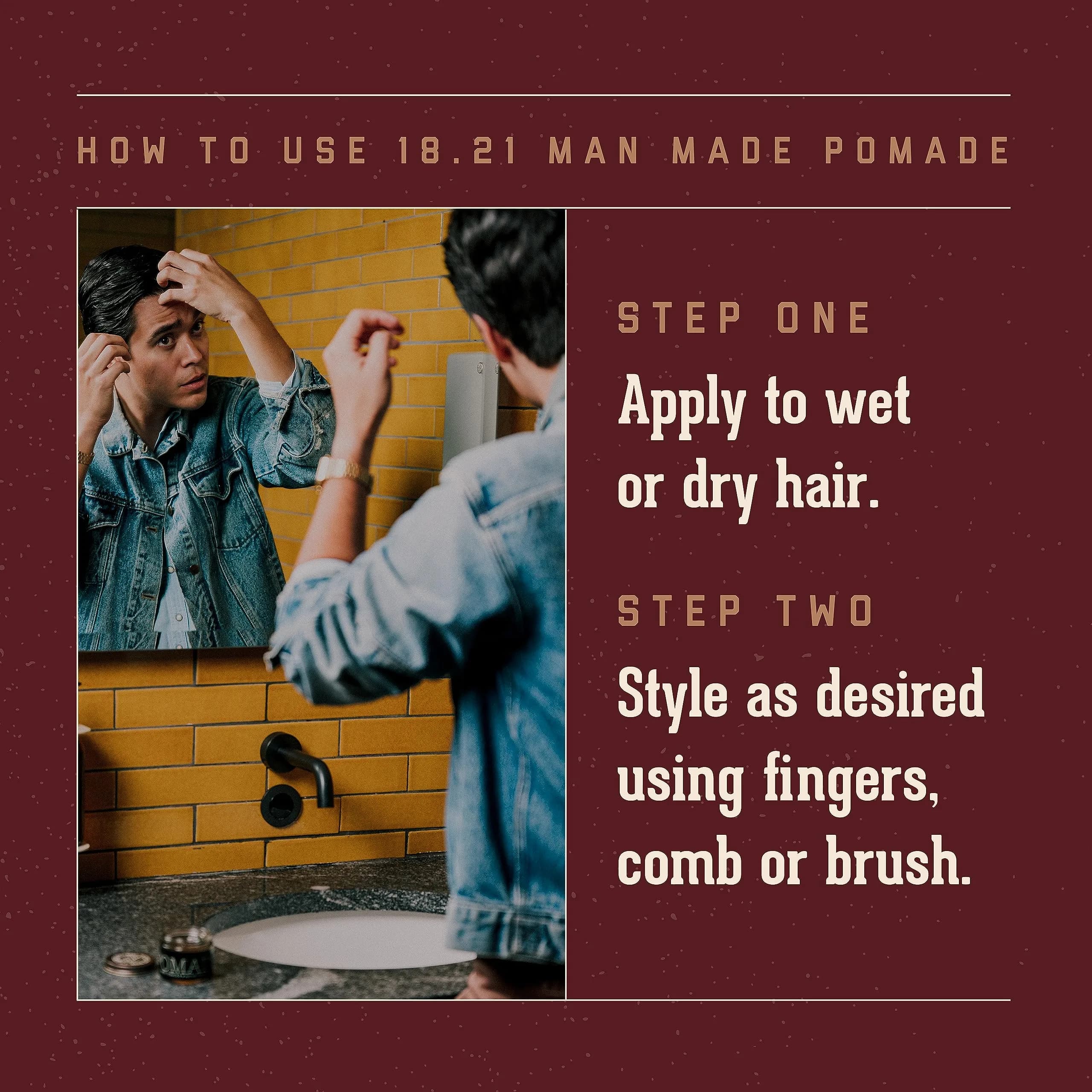 18.21 Man Made Medium Hold High Shine Pomade, Sweet Tobacco Scent, 2 oz - view 4