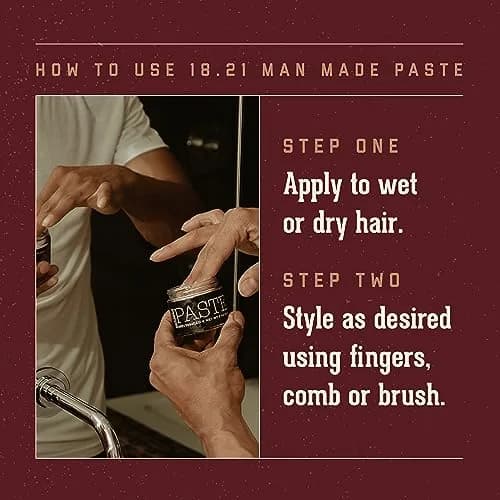 18.21 Man Made Hair Styling Paste 2 oz (59 ml) | Sweet Tobacco Scent, Natural Shine, All-Day Hold thumbnail 4