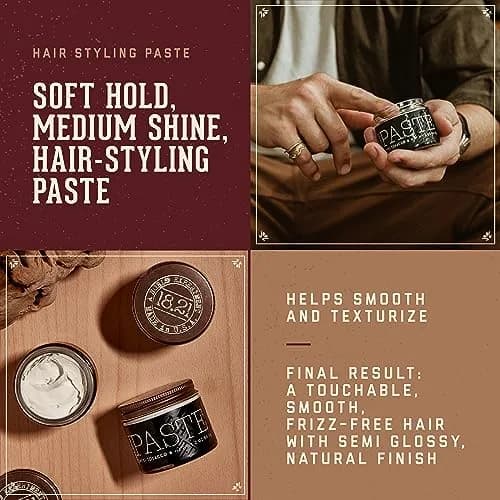 18.21 Man Made Hair Styling Paste 2 oz (59 ml) | Sweet Tobacco Scent, Natural Shine, All-Day Hold thumbnail 2