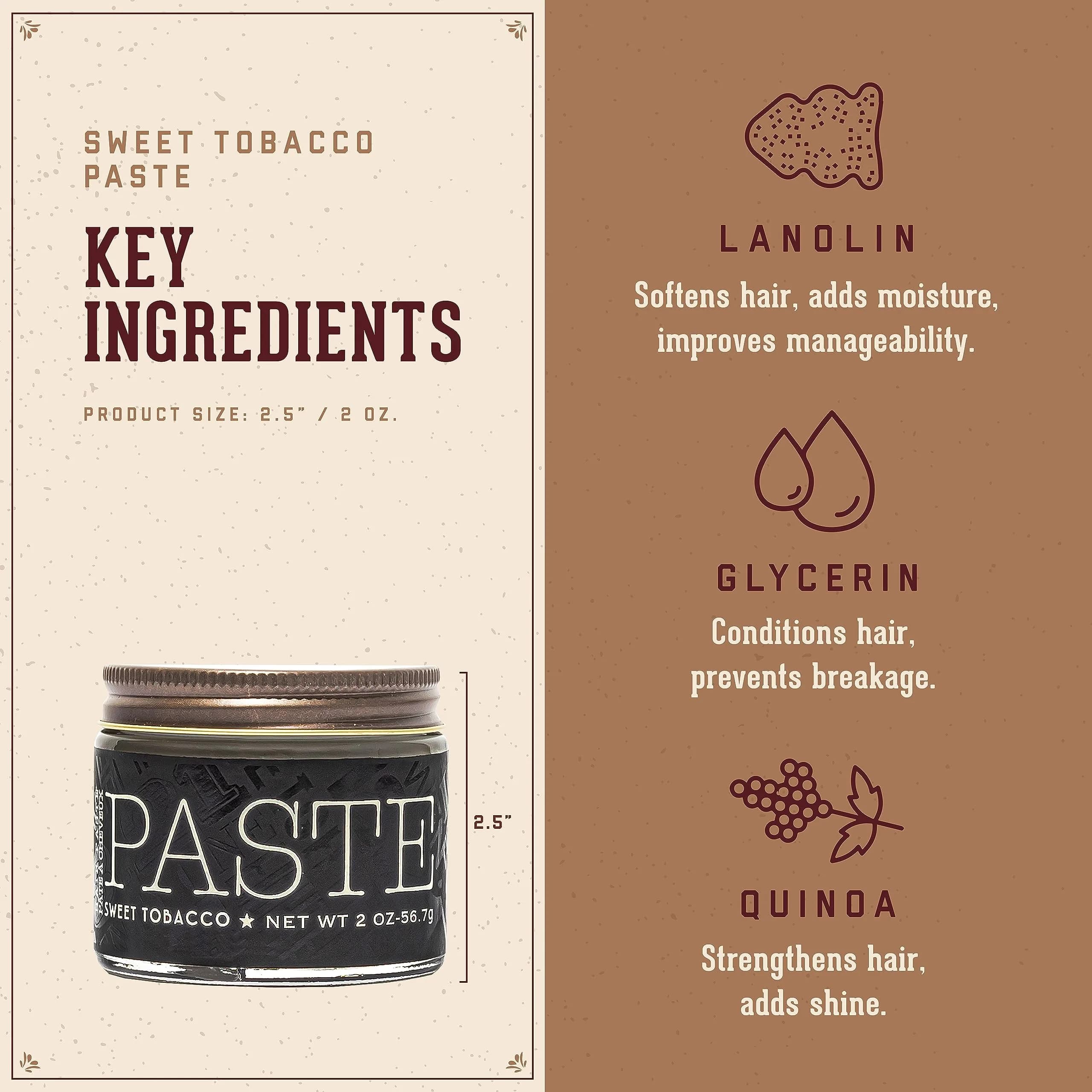 18.21 Man Made Hair Styling Paste 2 oz (59 ml) | Sweet Tobacco Scent, Natural Shine, All-Day Hold - view 3