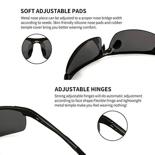 SUNGAIT Men's HD Polarized Sunglasses for Driving Cycling Running UV400 (Black, Gray) | Lightweight Metal Frame, 100% UV Protection thumbnail 5