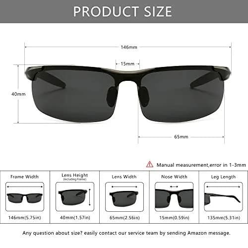 SUNGAIT Men's HD Polarized Sunglasses for Driving Cycling Running UV400 (Black, Gray) | Lightweight Metal Frame, 100% UV Protection thumbnail 6